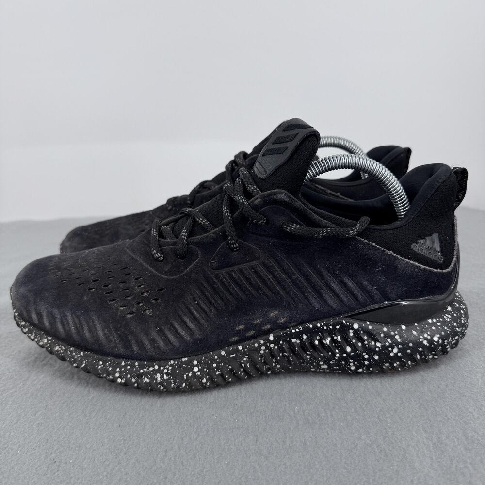 Adidas Alphabounce Suede Leather Sneakers Mens 9 Black Speckled Running‎ Shoes